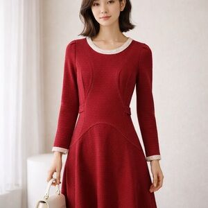 🇰🇷ON & ON Pink and Pearl Trim Flared Dress